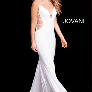 Jovani 57295 white prom formal gown dress Size 0